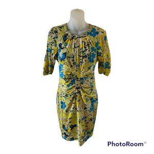 Whistles Womens Multicolor Short Sleeve Crew Neck Floral Bodycon Dress Size 6